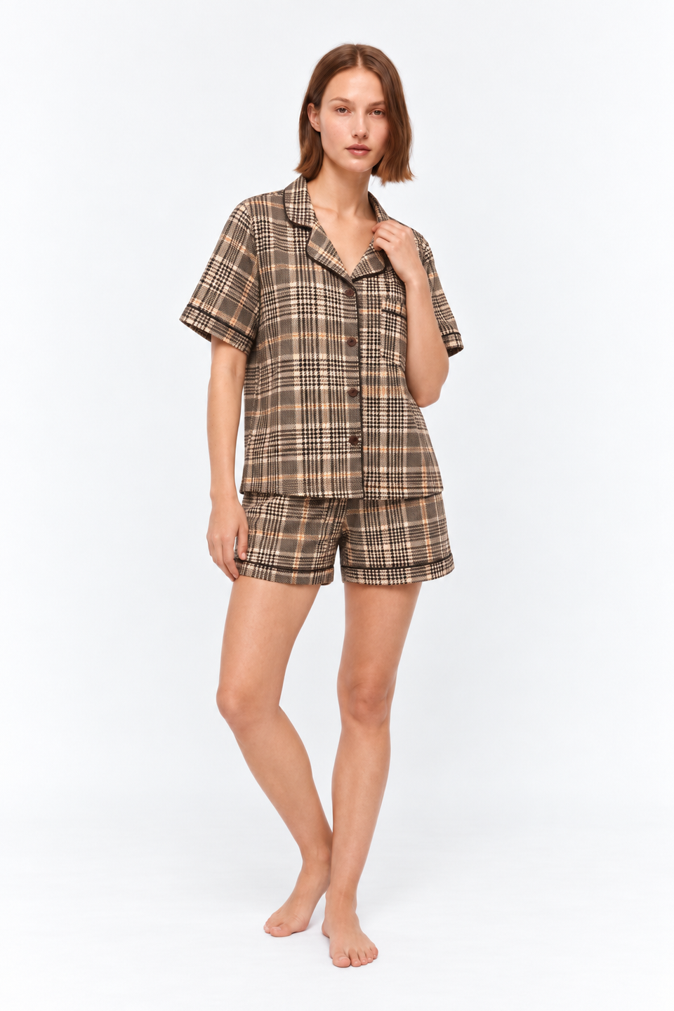 Set Short Paris Vintage Sand Plaid