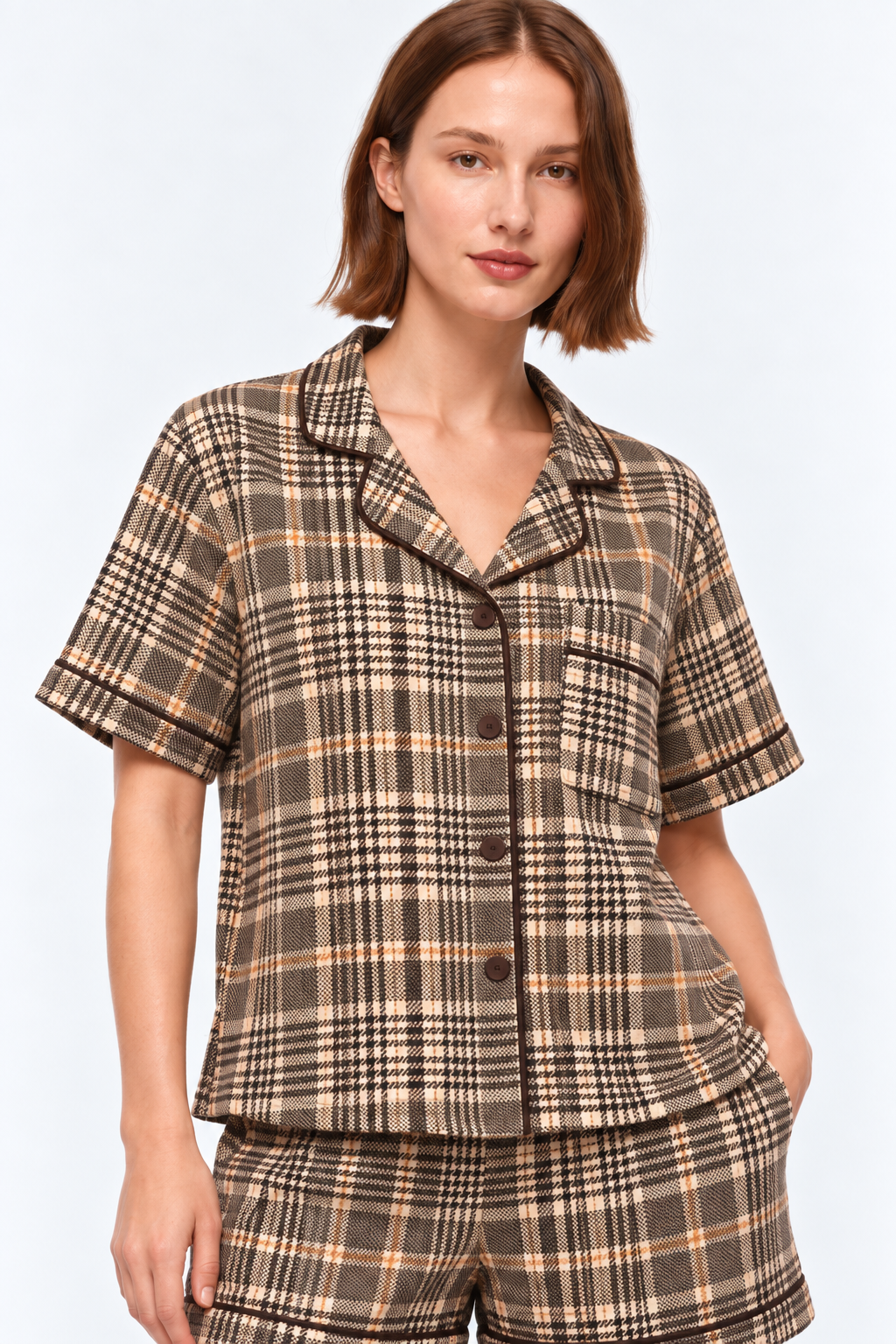 Set Short Paris Vintage Sand Plaid