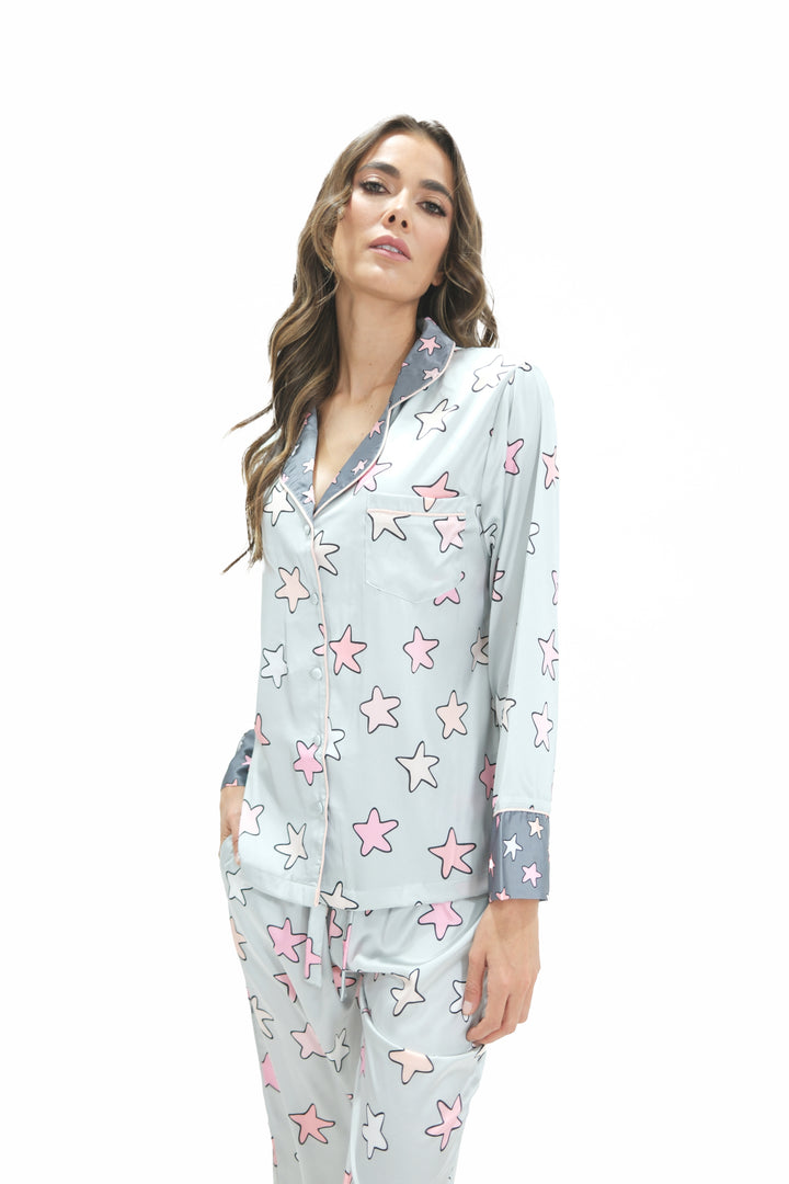 Imagen del producto: Conjunto short gris estrellas rosa