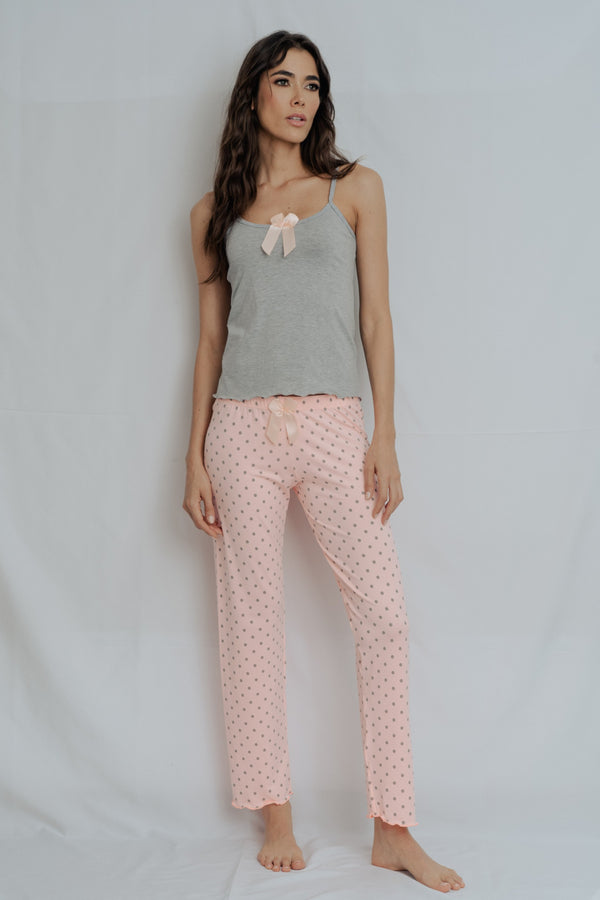 Imagen del producto: Pantalon melón bolas gris blusa gris