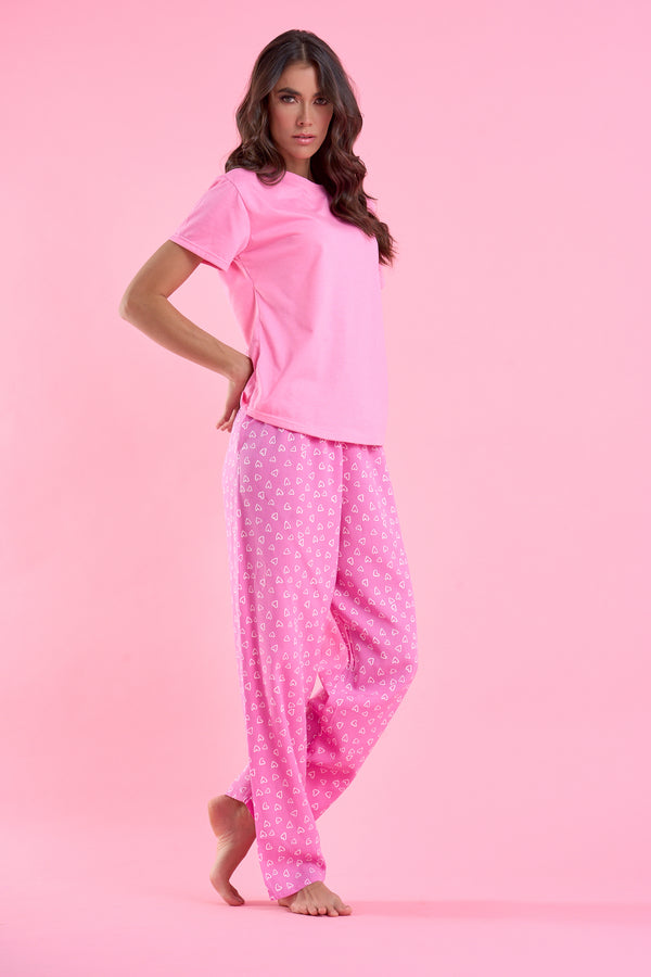 Imagen del producto: Conjunto pantalon rosado corazones blancos