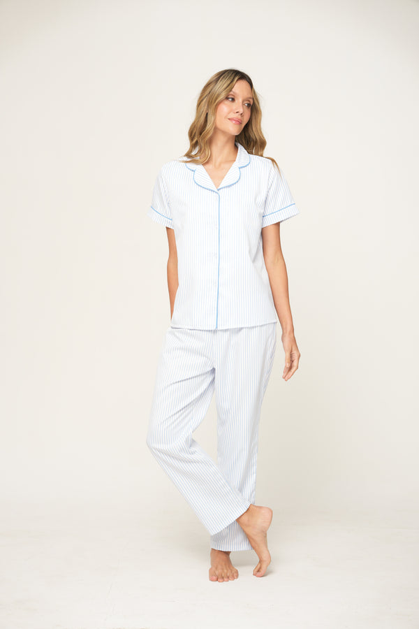 Imagen del producto: Pantalon fancy blanco lineas azul