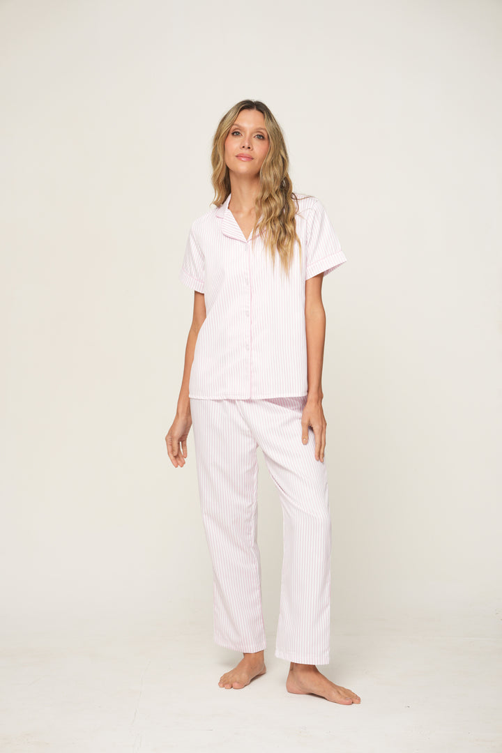 Imagen del producto: Pantalon fancy blanco lineas rosa