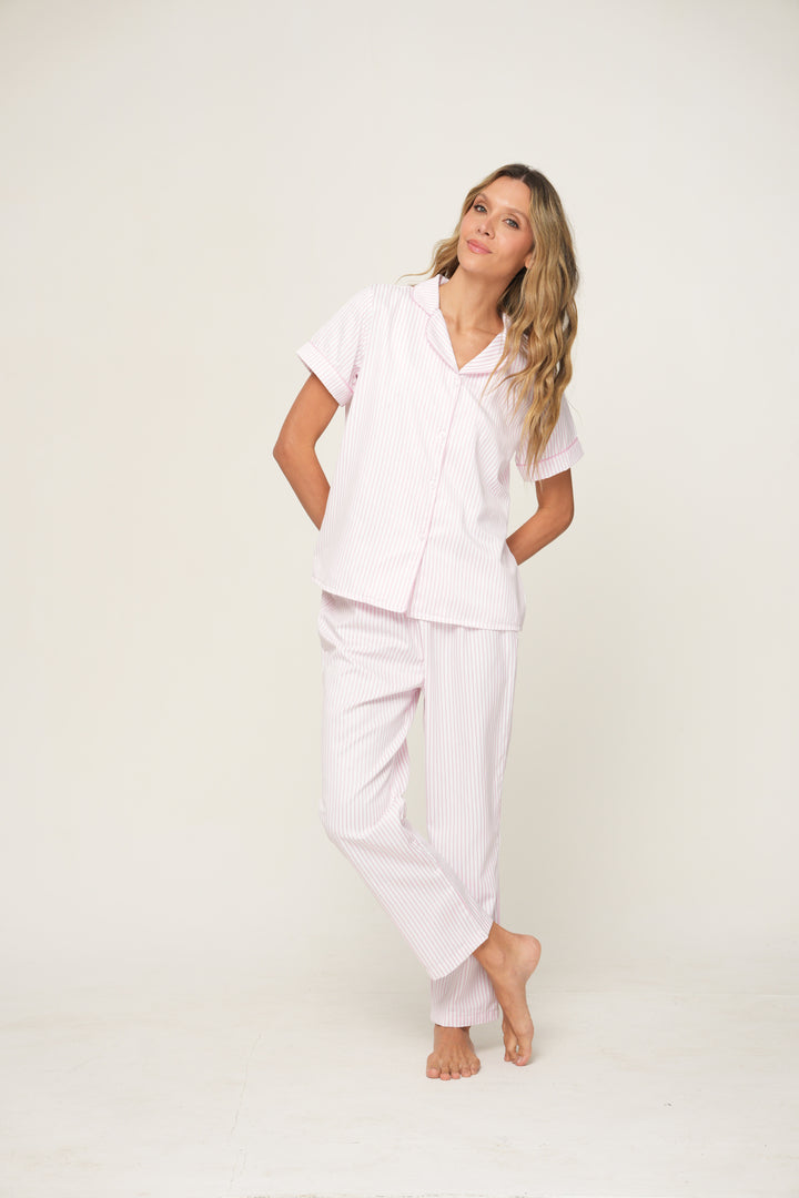 Imagen del producto: Pantalon fancy blanco lineas rosa