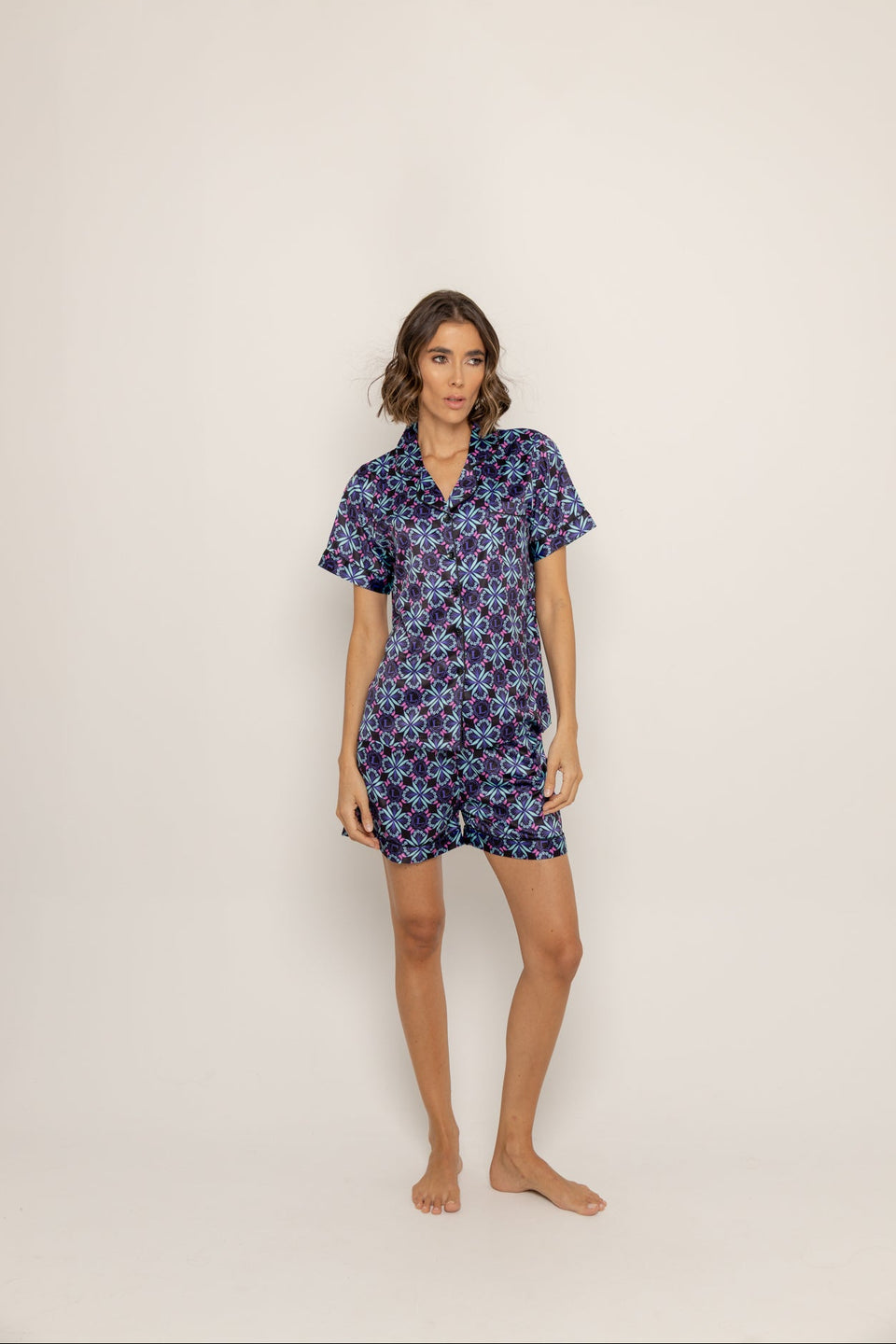 Conjunto short bohemio azul