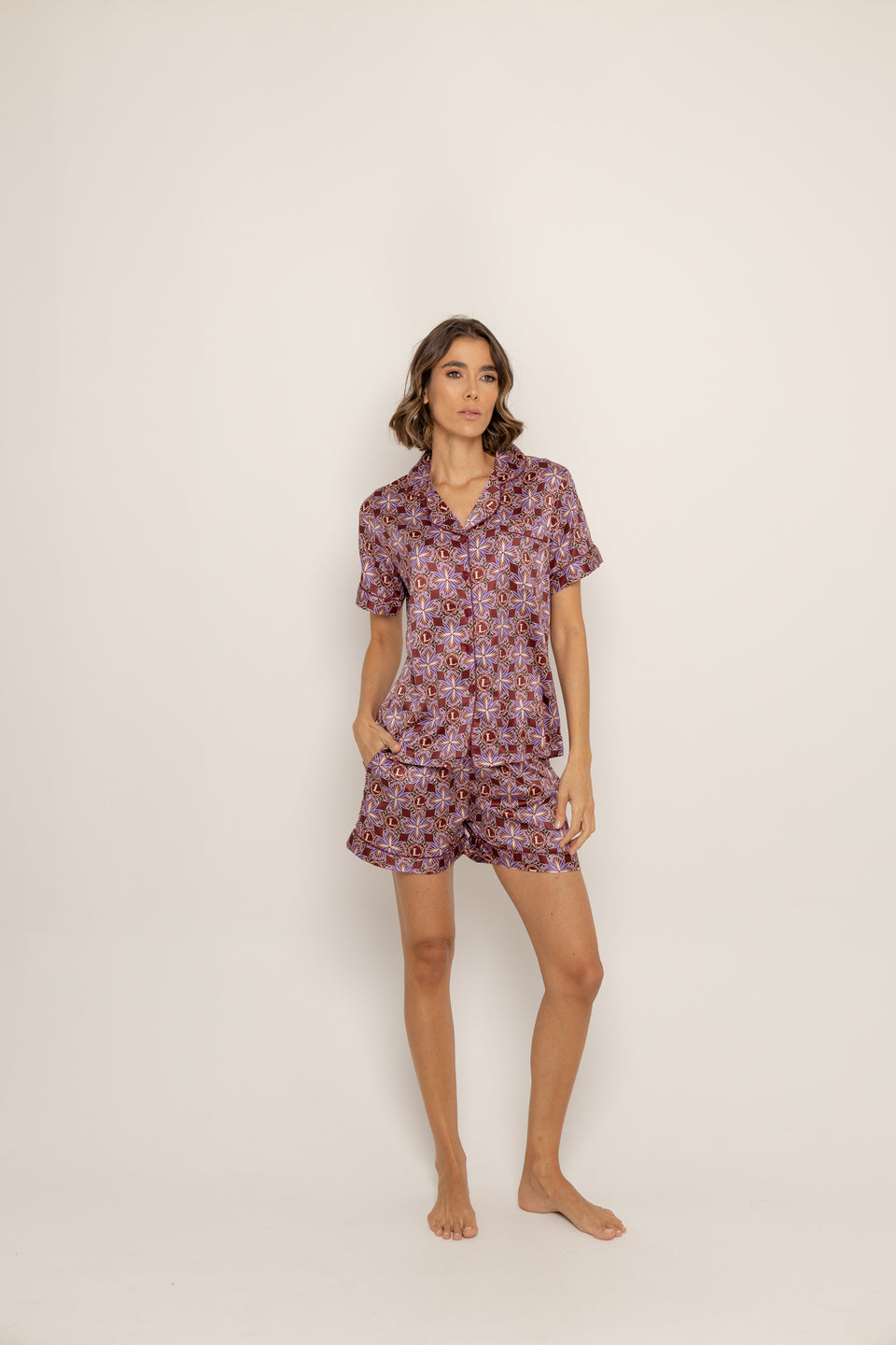 Conjunto short bohemio vinotinto
