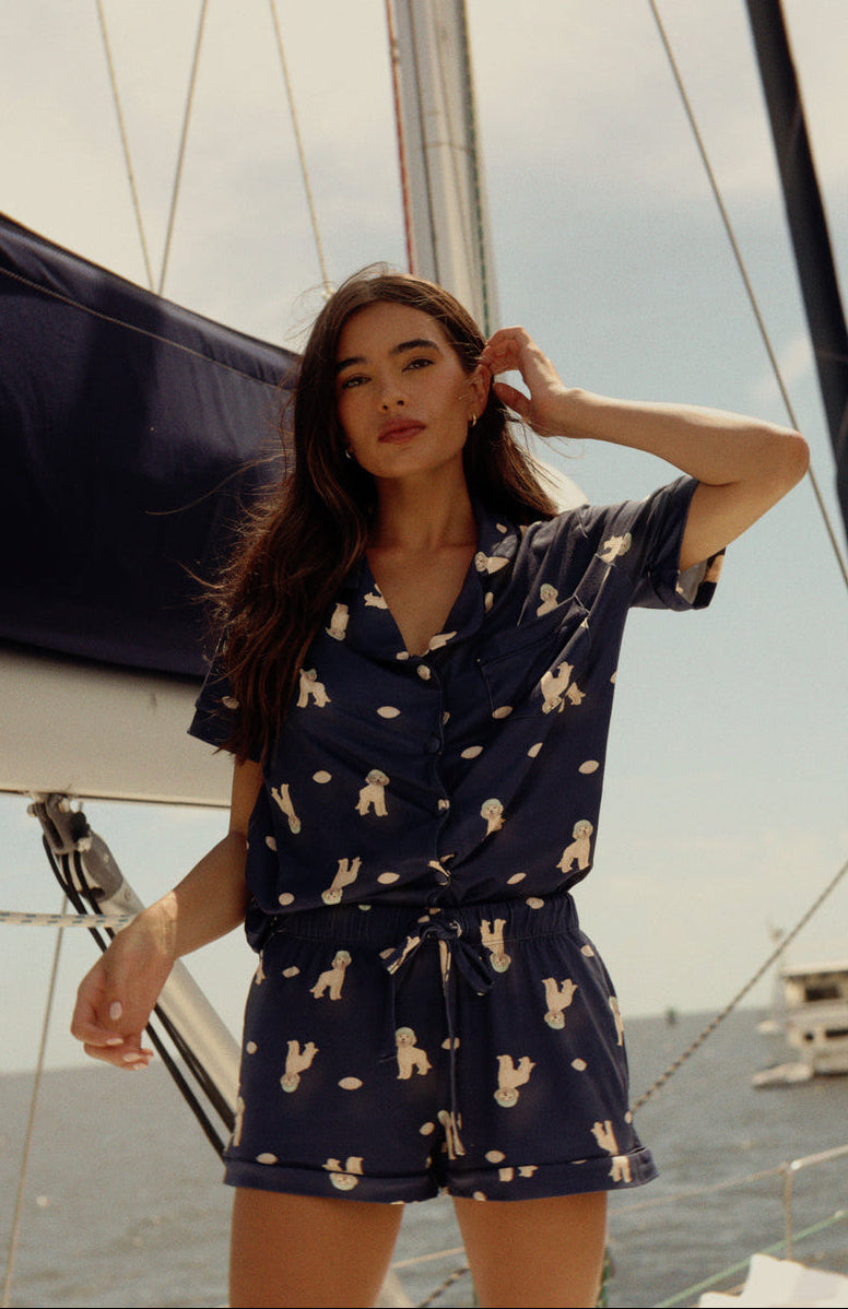 Set short Paris Dachshund Navy