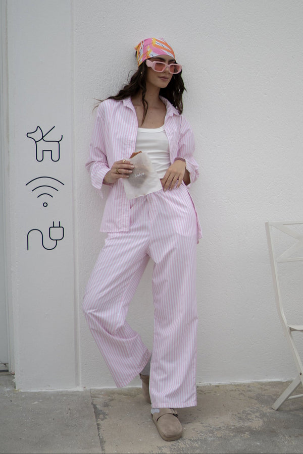 Conjunto de pantalón 3 piezas rosa vivo