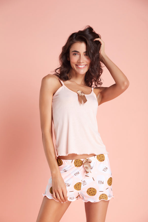 Conjunto short naranja milk camisa melón