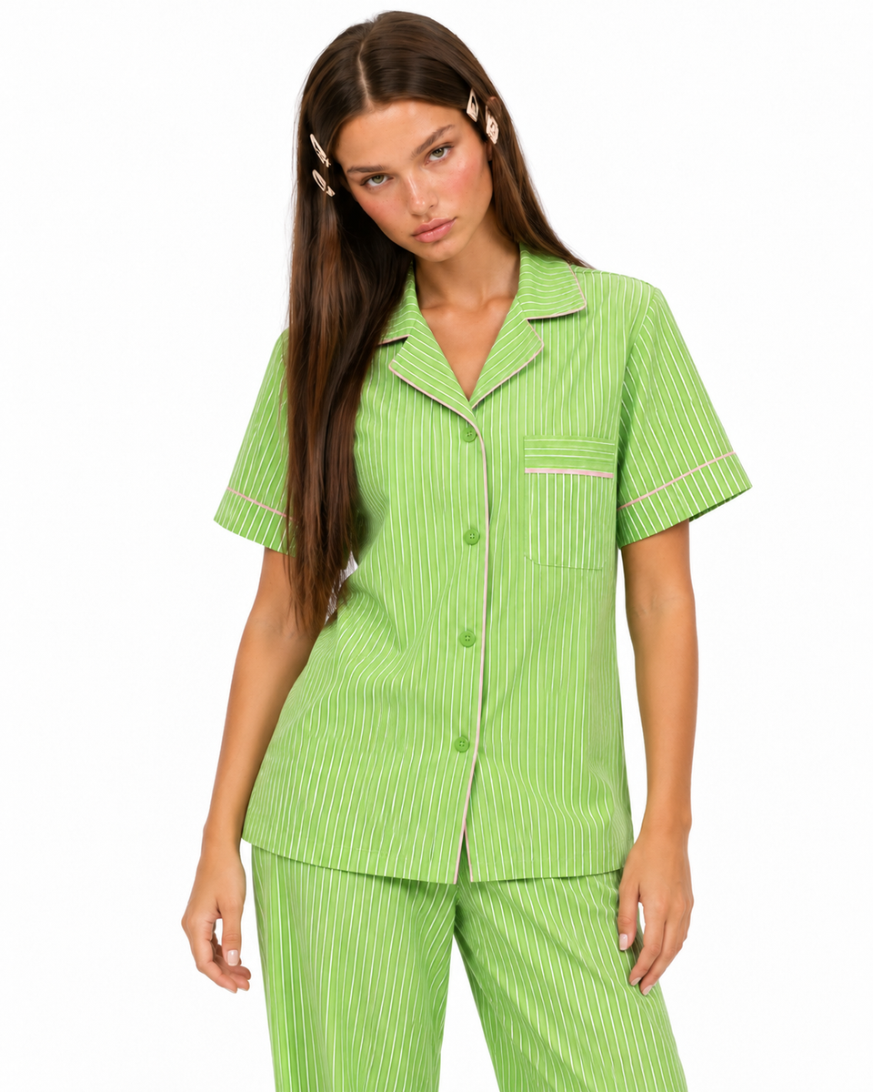 Set Pantalon Belice Pistachio Stripes - detalle frontal