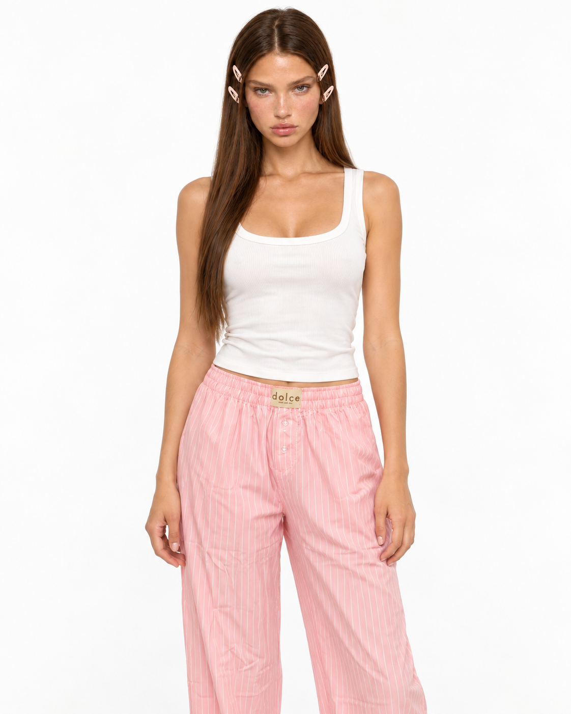 Set Pantalón Capri Rosa Malva - detalle frontal